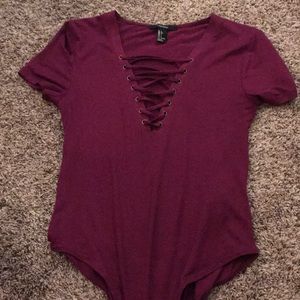 Burgundy Cross Body Suit